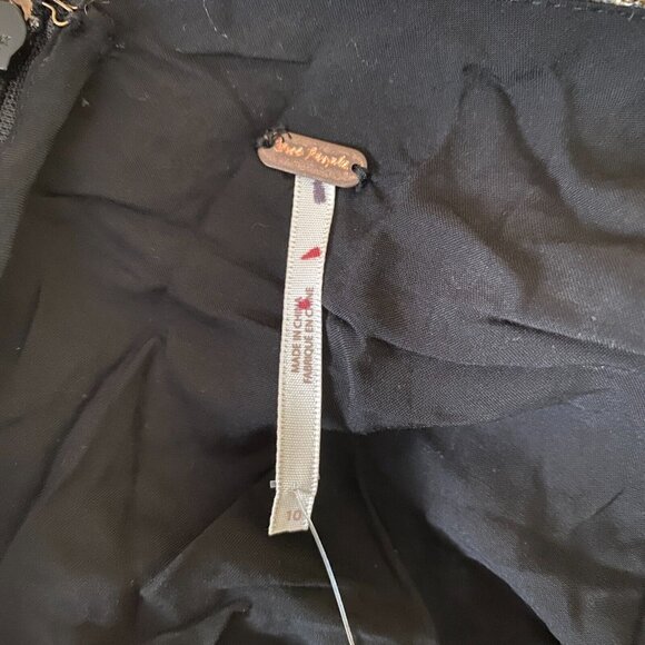 Free People Sierra Lace Mini Dress Size 10 Tan Black Ruched Flirty Strappy NWOT - Picture 3 of 8